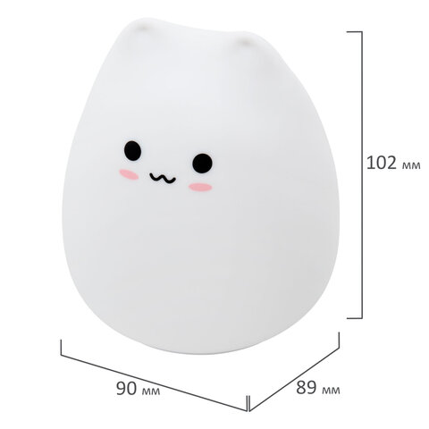 Ночник силиконовый LED "Котик" 90x89x102 мм, белый свет/RGB, таймер, USB, аккумулятор 400 мАч, DASWERK (ДАСВЕРК), 238935 - фото 7