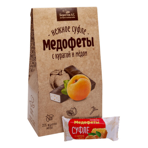 Конфеты-суфле "Медофеты" в шоколадной глазури, с курагой и медом, 150 г, БЕРЕСТОВ А.С., УТ-00031661 - фото 1