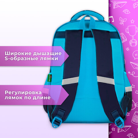 Рюкзак BRAUBERG KIDS FLOSSY, 2 отделения, 3 кармана, "Sky girl", 3D-панель, 40х28х18 см, 273179 - фото 15