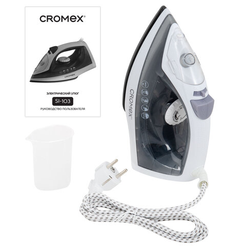 Утюг паровой CROMEX (КРОМЕКС) SI-103, 1800 Вт, антипригар. покрытие, паровой удар, вертикальн. отпаривание, самоочистка, серый/белый, 458314 - фото 9