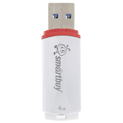 Флеш-диск 4 GB, SMARTBUY Crown, USB 2.0, белый, SB4GBCRW-W - фото 2