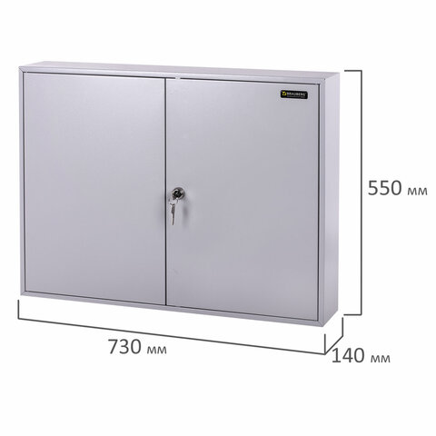 Шкафчик (Ключница) на 300 ключей BRAUBERG, 730х550х140 мм, с замком, +300 брелоков, серый, 290341 - фото 7