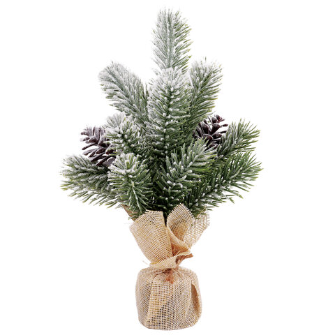 Ель новогодняя искусственная настольная 25 см, заснеженная, с шишками, литой ПЭТ, ЗОЛОТАЯ СКАЗКА, 592010 - фото 2