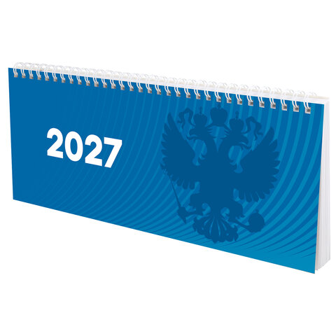 Планинг датированный 2027 285х112 мм, STAFF, гребень, картонная обложка, 64 листа, "Символика РФ", 117853 - фото 1