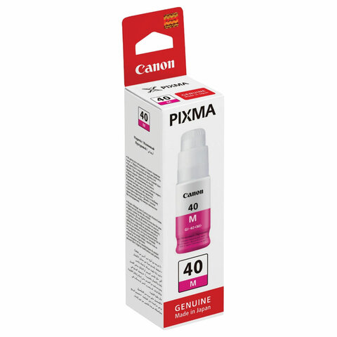 Чернила CANON (GI-40M) для СНПЧ Pixma G5040/G6040, пурпурные, ресурс 7700 страниц, оригинальные, 3401C001 - фото 1