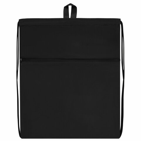 Мешок для обуви BRAUBERG БОЛЬШОЙ, с ручкой, карман на молнии, сетка, 49х41 см, "Total Black", 273453 - фото 2