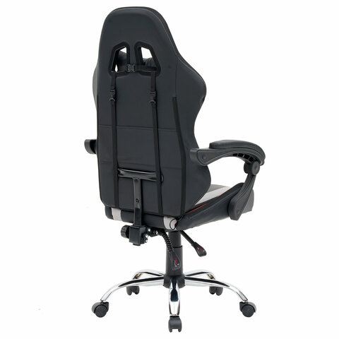 Кресло компьютерное CROMEX (КРОМЕКС) "Quantum GM-155 RGB", подсветка, две подушки, экокожа, черное/красное/серое, 532955 - фото 3