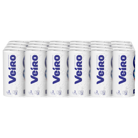 Полотенца бумажные бытовые, спайка 2 шт., 2-слойные (2х12 м), VEIRO (Вейро), белые, 5п22 - фото 8