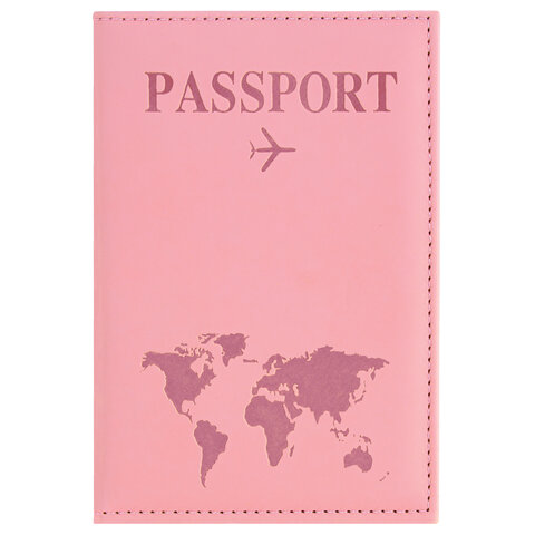 Обложка для паспорта "Passport map", экокожа soft-touch, розовая, STAFF, 238759 - фото 2