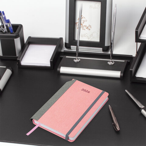 Ежедневник датированный 2026 А5 138x213 мм, BRAUBERG "Mosaic", под кожу, карман для ручки, розовый, 117115 - фото 6