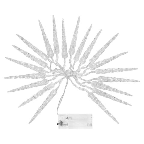 Электрогирлянда-нить комнатная 2 м, 20 LED, с насадками, вид: "Сосульки", холодный белый, на батарейках, ЗОЛОТАЯ СКАЗКА, 592561 - фото 2