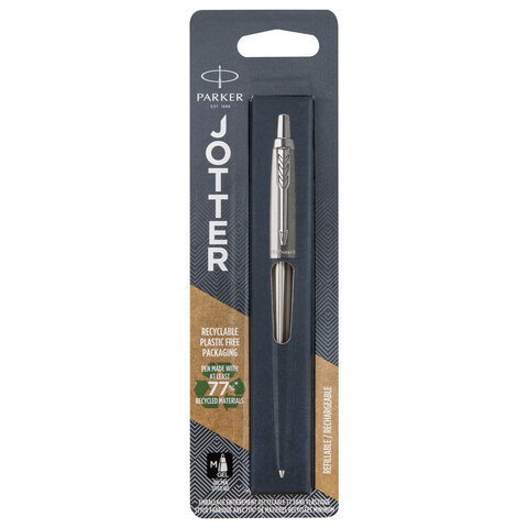 Ручка гелевая PARKER "Jotter Stainless Steel CT", корпус серебристый, детали из нержавеющей стали, черная, 2020646 - фото 3