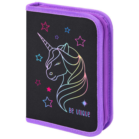 Пенал BRAUBERG с наполнением, 1 отделение, 1 откидная планка, 24 предмета, 21х14 см, "Radiant unicorn", 273532 - фото 1