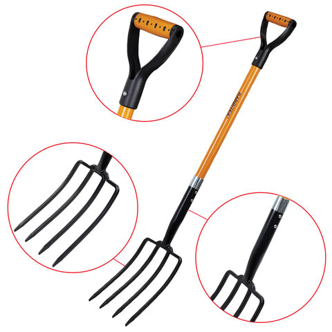 Вилы копальные стальные 19х28 см, ОБЩАЯ ДЛИНА 115 см, черенок стекловолокно, V-ручка, RABBITEX (РАББИТЕКС) "FIBERGLASS", 700491 - фото 4