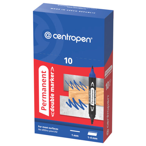 Маркер перманентный двусторонний CENTROPEN 1666, ЧЕРНЫЙ, круглый/скошенный, 1/1-4 мм, 616660112 - фото 3