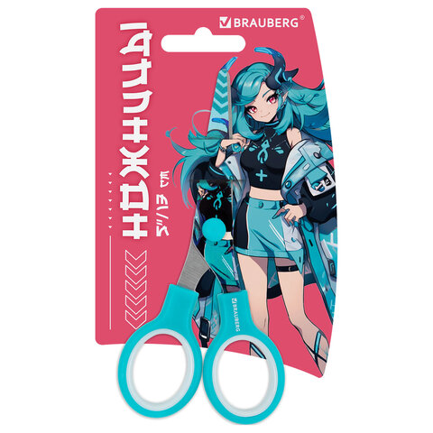 Ножницы 130 мм, мятные, с цветной печатью "Аниме", BRAUBERG ANIME, 238956 - фото 1