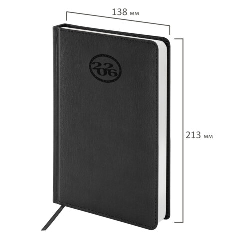 Ежедневник датированный 2026, А5, 138x213 мм, BRAUBERG "Favorite", под кожу, черный, 117037 - фото 2