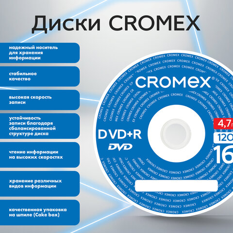 Диски DVD+R (плюс) CROMEX, 4,7 Gb, 16x, Cake Box (упаковка на шпиле), КОМПЛЕКТ 25 шт., 513777 - фото 7