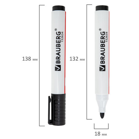 Маркер стираемый для белой доски ЧЕРНЫЙ, BRAUBERG "ULTRA WHITEBOARD MARKER", 3 мм, с клипом, 152634 - фото 9