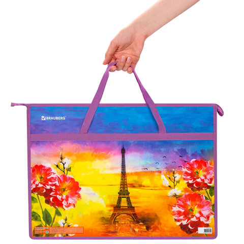 Папка для рисунков и чертежей с ручками BRAUBERG А3, пластик, молния сверху, "Paris", 270147 - фото 8
