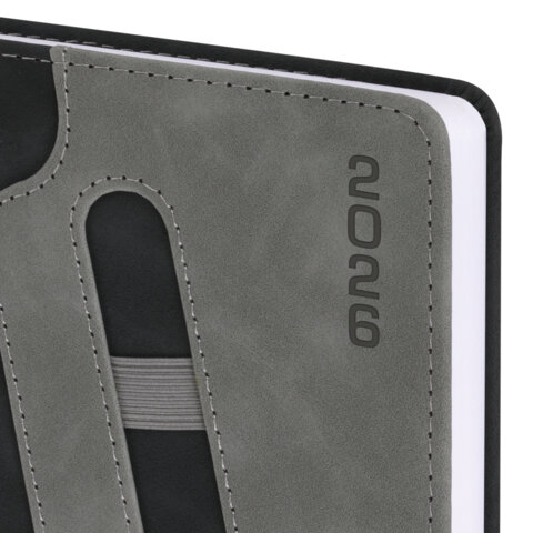 Ежедневник датированный 2026, А5, 138x213 мм, BRAUBERG "Assistant", под кожу, держатель, черный, 117376 - фото 3