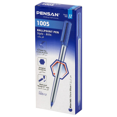 Ручка шариковая масляная PENSAN 1005, СИНЯЯ, корпус прозрачный, узел 0,7 мм, линия письма 0,5 мм, 1005 - фото 9