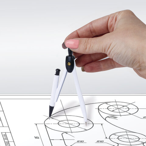 Готовальня ПИФАГОР, 8 предметов: циркуль 120 мм, чертежные принадлежности, металлический пенал, 210859 - фото 10