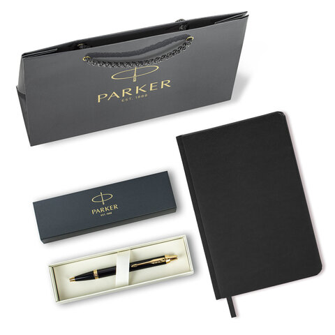 Ручка шариковая PARKER "IM Core Black Lacquer GT", ежедневник А5 черный, пакет, 880899 - фото 6