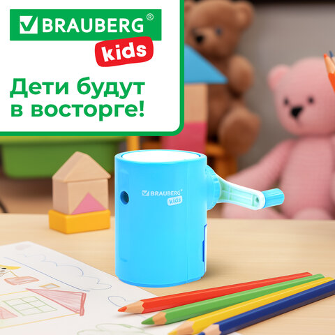 Точилка механическая BRAUBERG KIDS, для простых и цветных карандашей, корпус голубой, крепление к столу, 272005 - фото 19