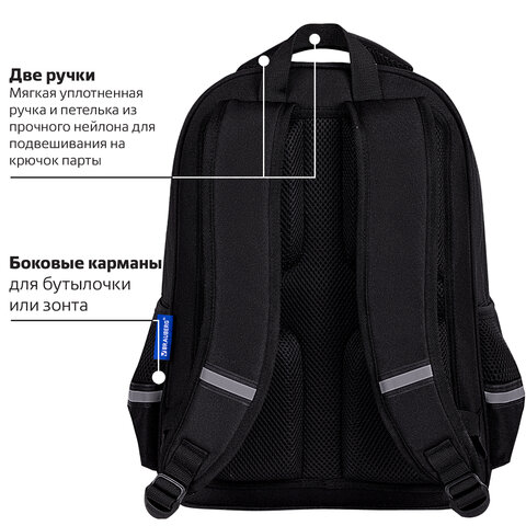 Рюкзак BRAUBERG SOFT, 2 отделения, 3 кармана, "Dark night", СВЕТООТРАЖАЮЩИЙ ПРИНТ, 40х31х15 см, 273119 - фото 20