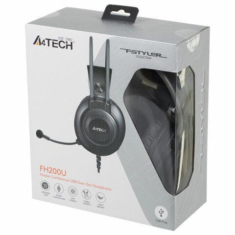 Наушники с микрофоном (гарнитура) A4TECH Fstyler FH200U, проводные, 2 м, USB, серые, 1431333 - фото 6
