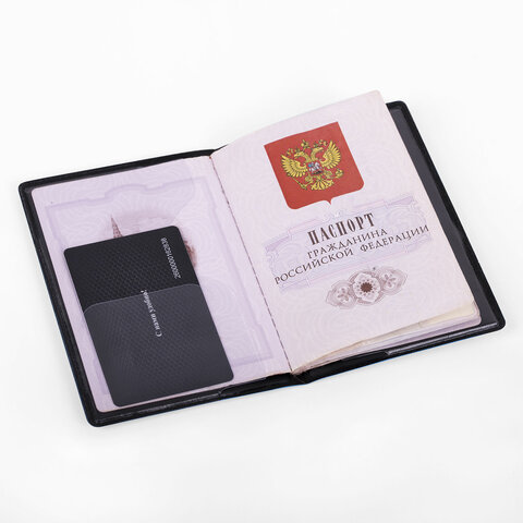 Обложка для паспорта, мягкий полиуретан, "PASSPORT", коричневая, STAFF, 238406 - фото 6