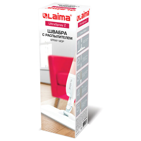 Швабра с распылителем UltraSpray Z, 2 насадки из микрофибры с плоским ворсом, скребок, LAIMA, 609145 - фото 17