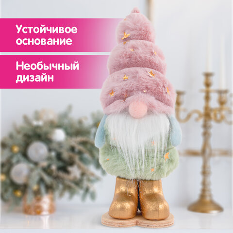 Украшение новогоднее интерьерное, 22 см, дизайн "Пушистый гномик", полиэстер, пенопласт, ЗОЛОТАЯ СКАЗКА, 592564 - фото 8