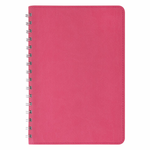 Бизнес-тетрадь на гребне А5 148x218 мм, BRAUBERG "Office PRO", под кожу, клетка, 80 л., розовая, 111042 - фото 9