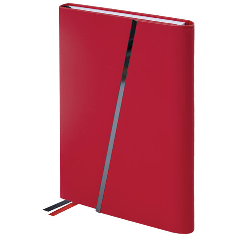 Ежедневник недатированный А5 145х213 мм BRAUBERG "Vogue", под кожу, магнитный клапан, 160 л., красный, 116225 - фото 1