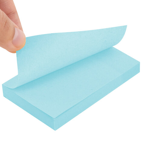 Блок самоклеящийся (стикеры) STAFF STANDARD, ПАСТЕЛЬНЫЙ 76х51 мм, голубой, 100 листов, 116582 - фото 4