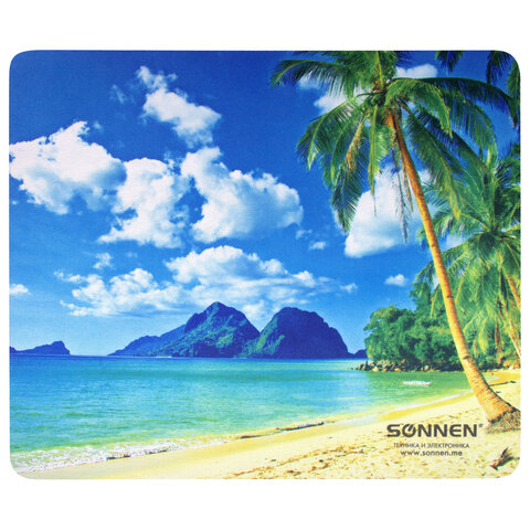 Коврик для мыши SONNEN "BEACH", резина + ткань, 260х220х3 мм, 513294 - фото 1