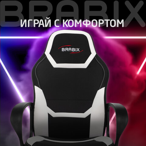 Кресло компьютерное BRABIX "Alpha GM-018", ткань/экокожа, черное/белое, 532640, GM-018_532640 - фото 17