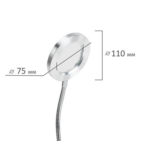 Лупа настольная на прищепке с LED-ПОДСВЕТКОЙ, диаметр 75 мм, увеличение 3, BRAUBERG, 455931 - фото 14