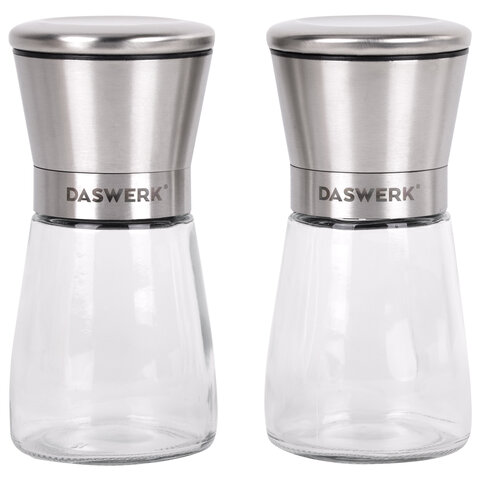 Мельница для специй, НАБОР 2 штуки, механические, нержавеющая сталь, DASWERK (ДАСВЕРК), 456628 - фото 2