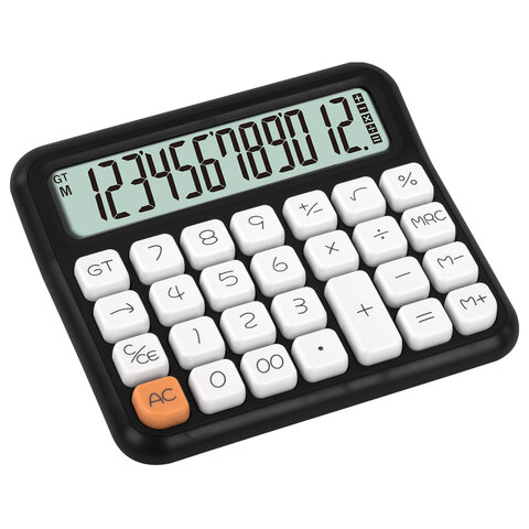 Калькулятор настольный BRAUBERG KW-1000-BK (152x132 мм), 3D-кнопки, 12 разрядов, черный, 272956 - фото 4