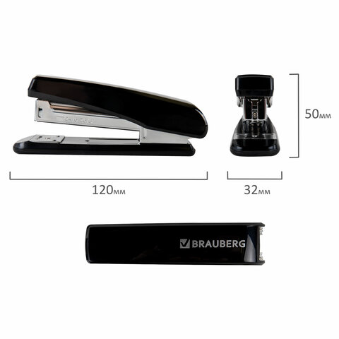 Степлер №24/6, 26/6 BRAUBERG "Standard", до 30 листов, черный, 272755 - фото 7