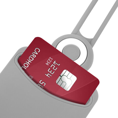 Бейдж вертикальный для пропуска и ID-карт, СИЛИКОНОВЫЙ, 85х54 мм, шнурок 42 см, серый, BRAUBERG, 238905 - фото 6