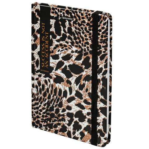 Блокнот с резинкой в клетку 96 л., А5 145х203 мм, твердая обложка, BRAUBERG," Leopard", 115535 - фото 1
