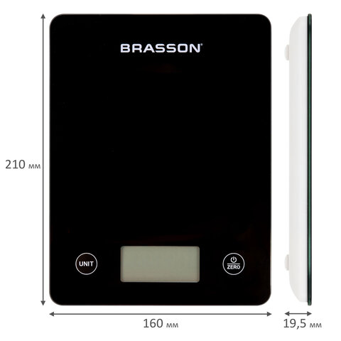 Весы кухонные УМНЫЕ BRASSON (БРАССОН) KS-22D, до 10 кг, КБЖУ, приложение, стекло, черные, 458446 - фото 7