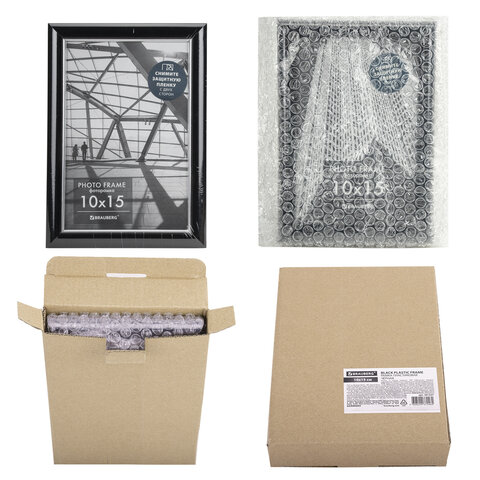 Рамка 10х15 см небьющаяся, багет 14 мм, пластик, BRAUBERG "Original", черная, 391227 - фото 10