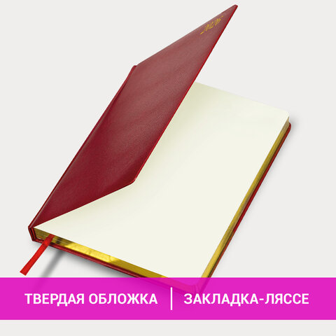 Ежедневник датированный 2026 БОЛЬШОЙ ФОРМАТ 210х297 мм, А4, BRAUBERG "Iguana", под кожу, красный, 117246 - фото 15