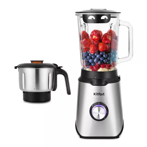 Блендер стационарный KITFORT КТ-1344, 800 Вт, 3 скорости, чаша 1,5 л, металл, черный/серебро - фото 1