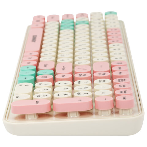 Клавиатура беспроводная USB, 105 клавиш, SONNEN K303PM, слоновая кость / розовый / мятный, 513977 - фото 8